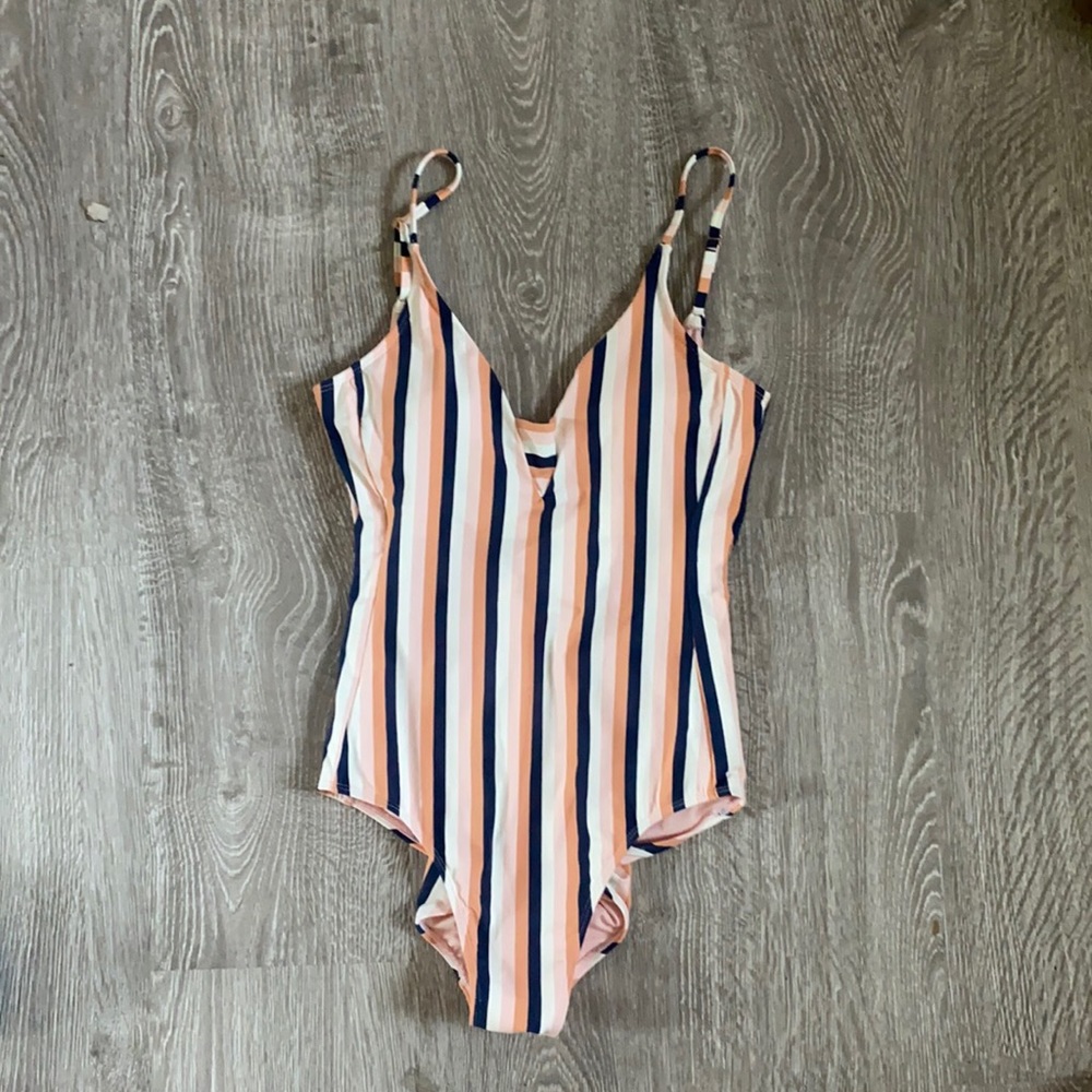 Never Worn Carved Designs Pin Strip Bathing Suite